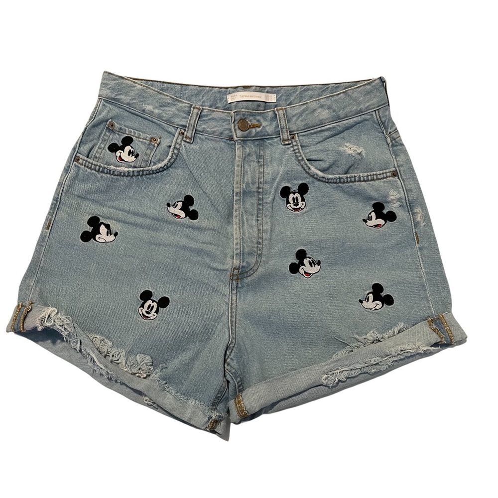Zara Mickey Mouse Denim Shorts